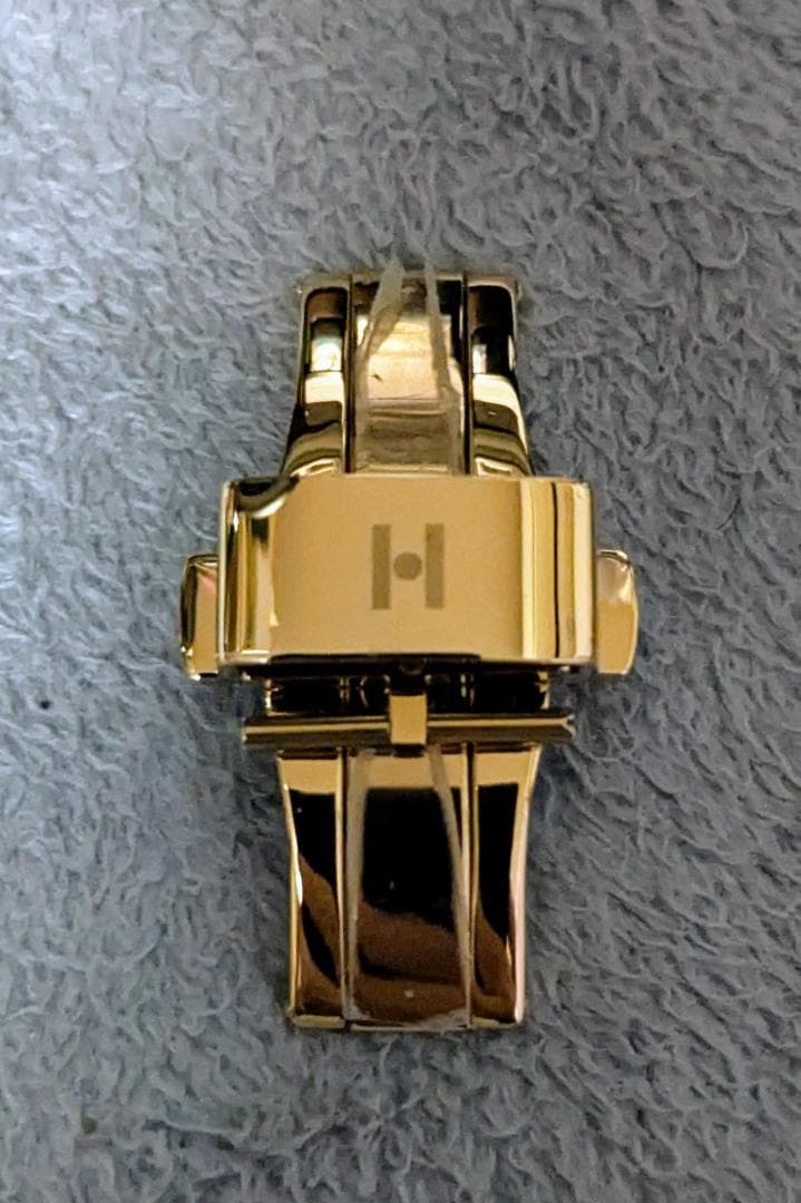 【ヒルシュ】プッシュ式観音開きタイプ　Ｄバックル　ゴールド　16ｍｍ用