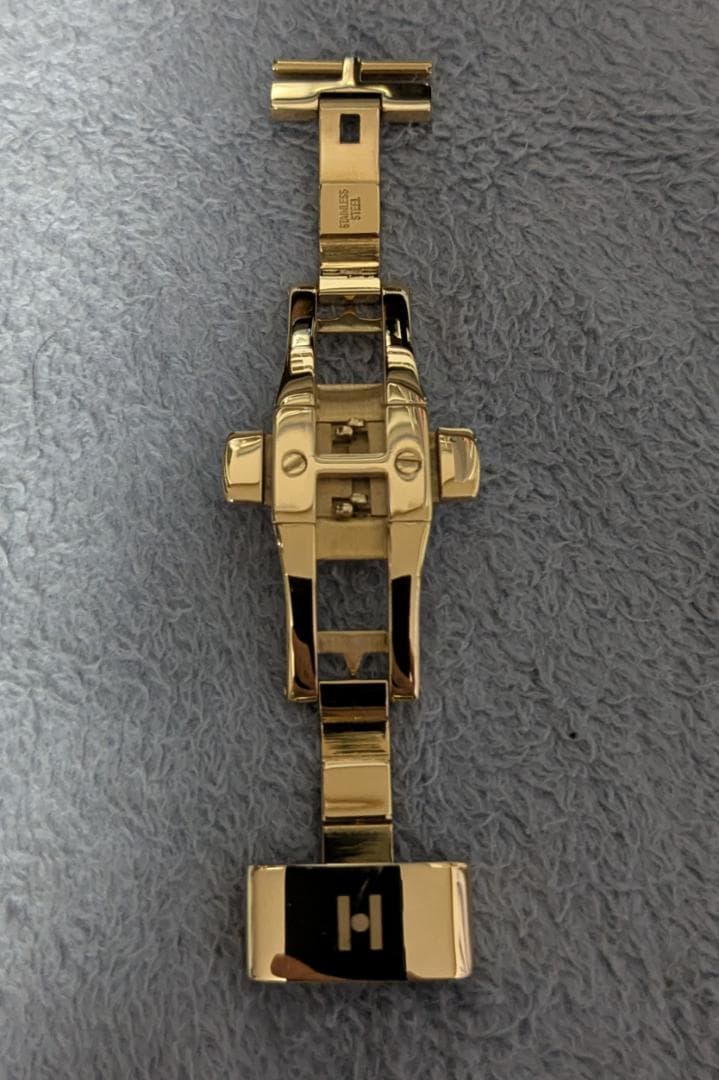 【ヒルシュ】プッシュ式観音開きタイプ　Ｄバックル　ゴールド　16ｍｍ用