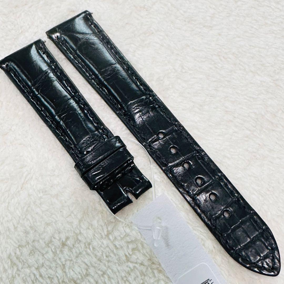 2005#19mm-16mmブラック★本物クロコダイル腕時計用ベルト★スイス製