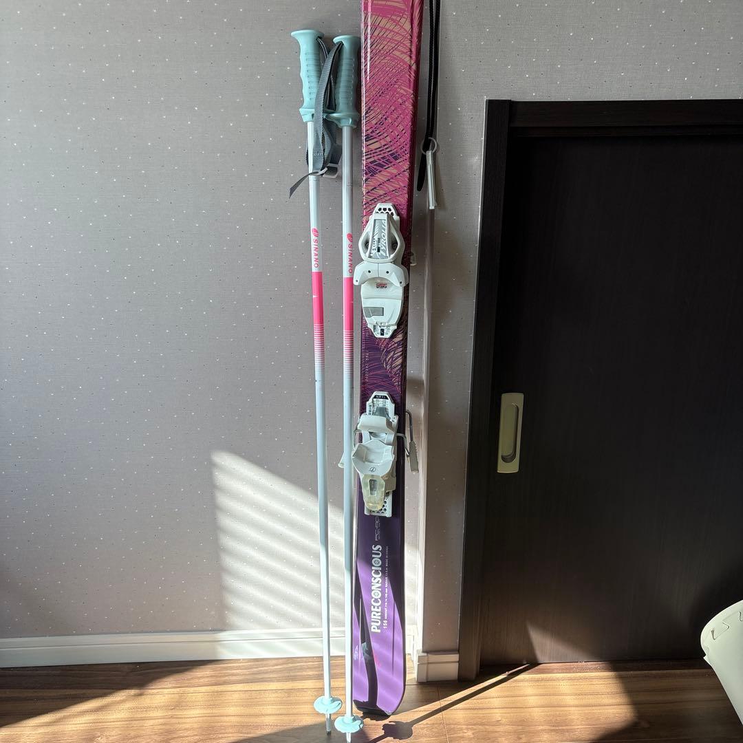 レディース　スキー板 ビンディング　ストック　セット