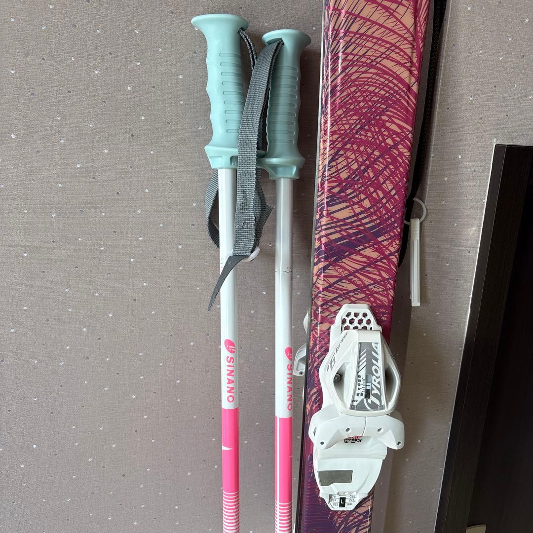 レディース　スキー板 ビンディング　ストック　セット