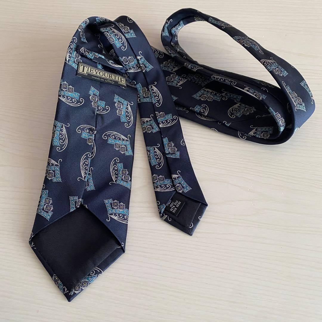 TIE YOUR TIE ネイビー シルク ネクタイ