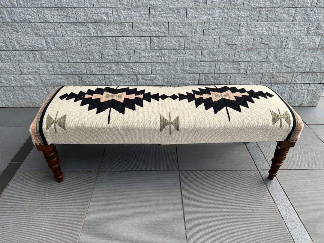 Ne WORKS キリム刺繍 木製脚ベンチスツール