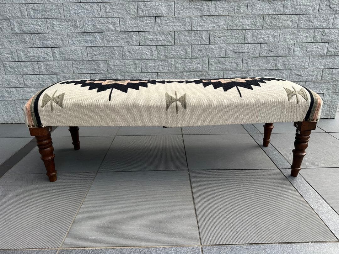 Ne WORKS キリム刺繍 木製脚ベンチスツール