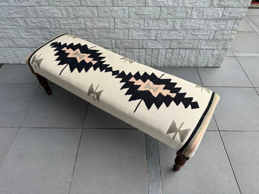 Ne WORKS キリム刺繍 木製脚ベンチスツール