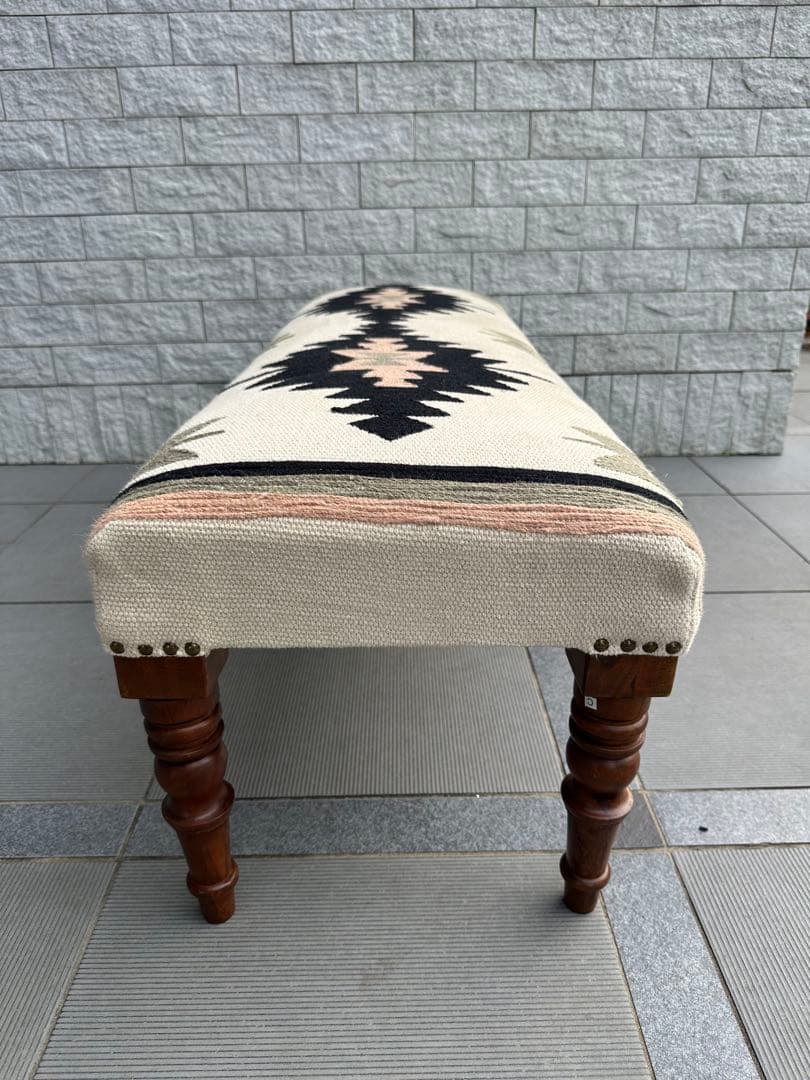 Ne WORKS キリム刺繍 木製脚ベンチスツール