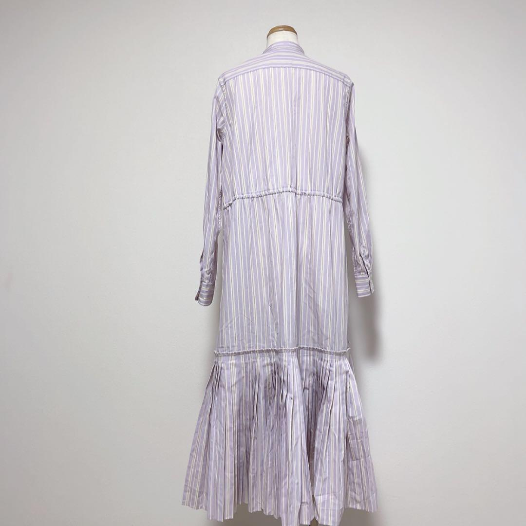 美品ポロラルフローレン プリーツヘムロングシャツワンピース ストライプ サイズ2