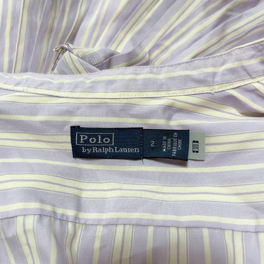 美品ポロラルフローレン プリーツヘムロングシャツワンピース ストライプ サイズ2