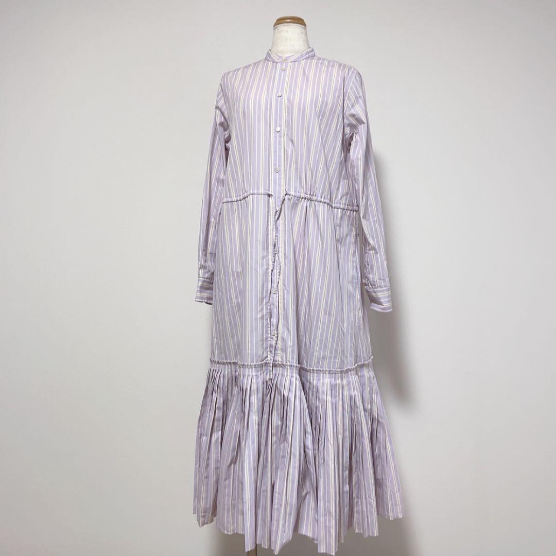 美品ポロラルフローレン プリーツヘムロングシャツワンピース ストライプ サイズ2