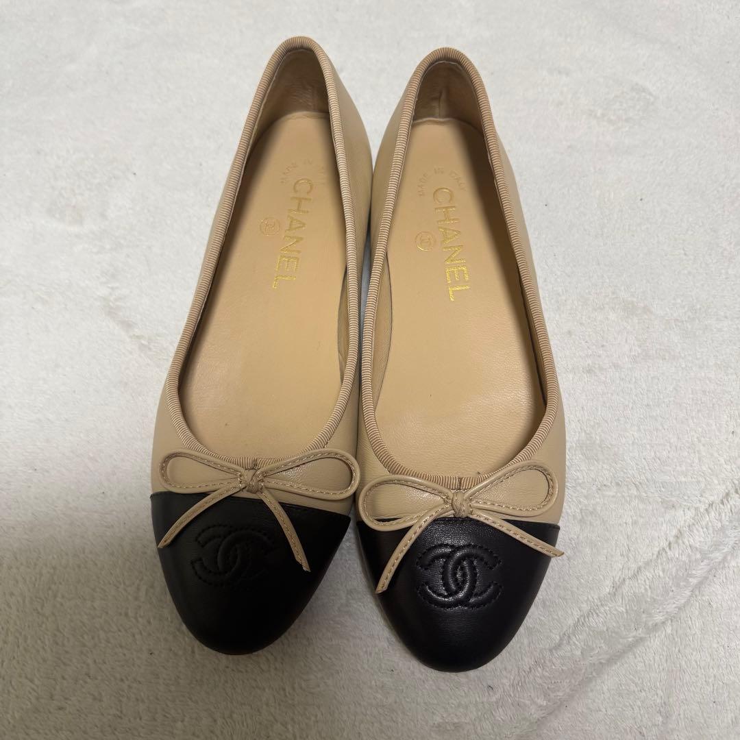 CHANEL シャネル　24cm 37 ココマーク　ブラック　べージュ　黒