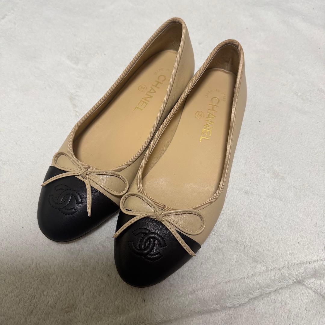 CHANEL シャネル　24cm 37 ココマーク　ブラック　べージュ　黒