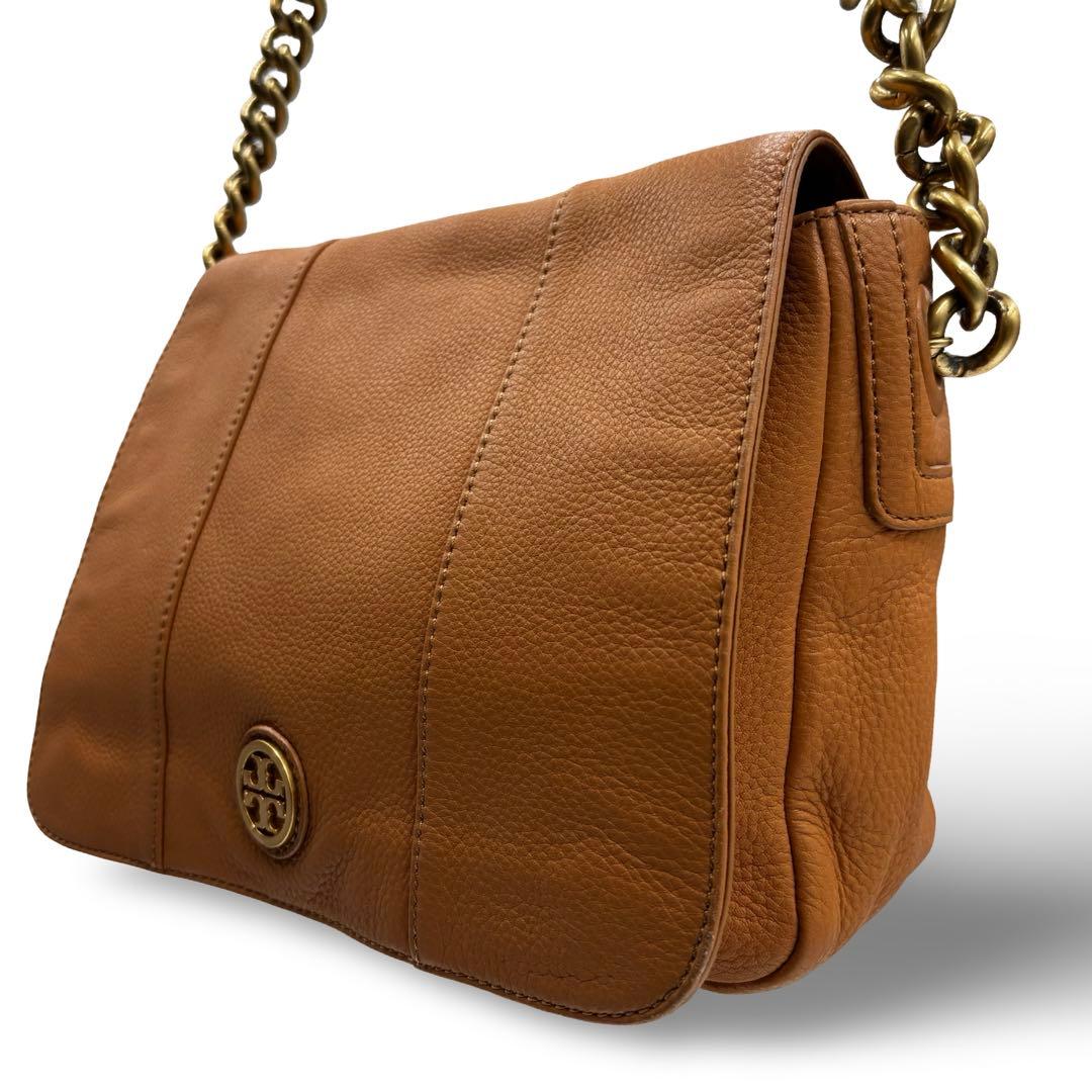 【良品】トリーバーチ　チェーンショルダーバッグ　レザー　ロゴ金具　肩掛け　大容量