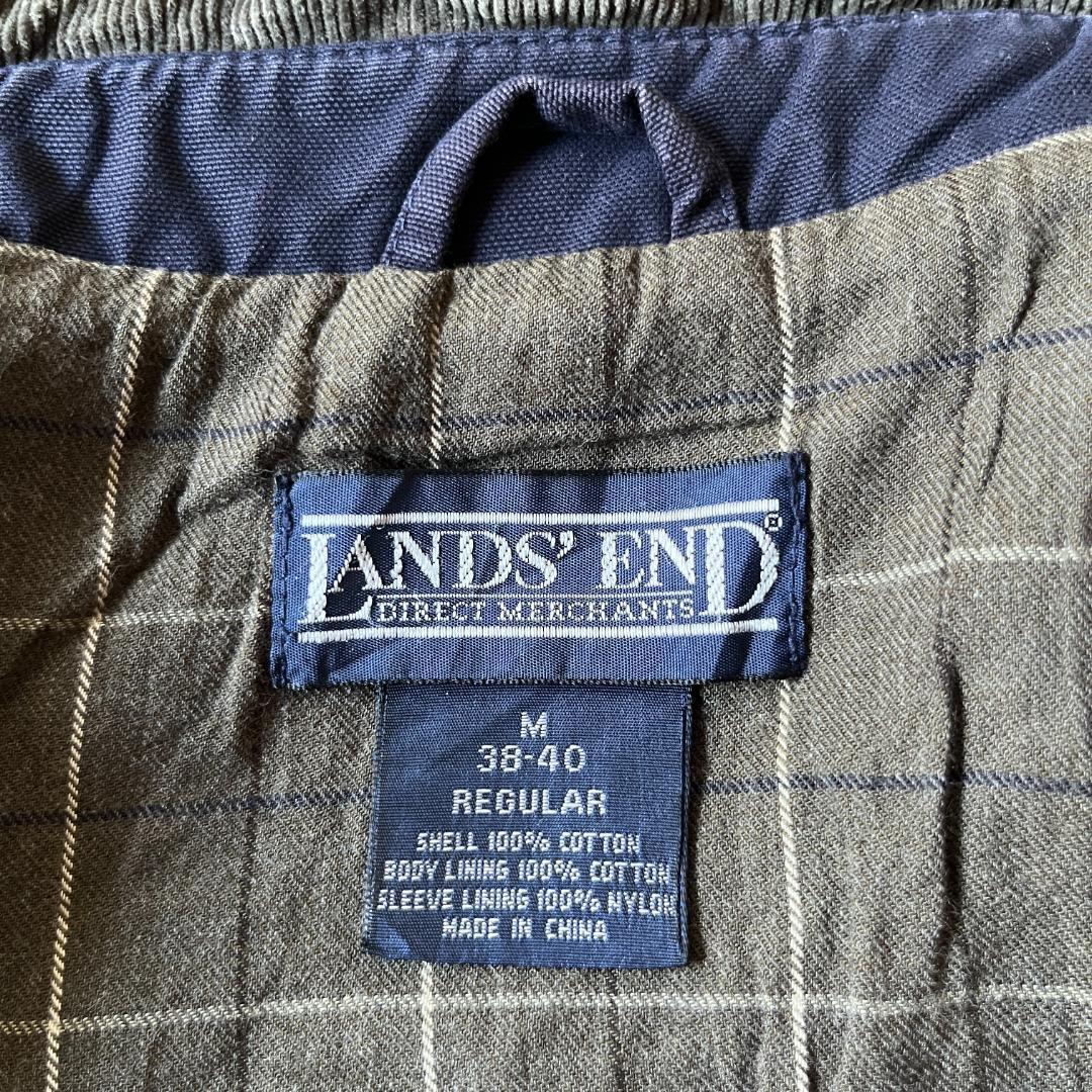 00s Lands' End カバーオール コーデュロイ襟 紺 XL A538