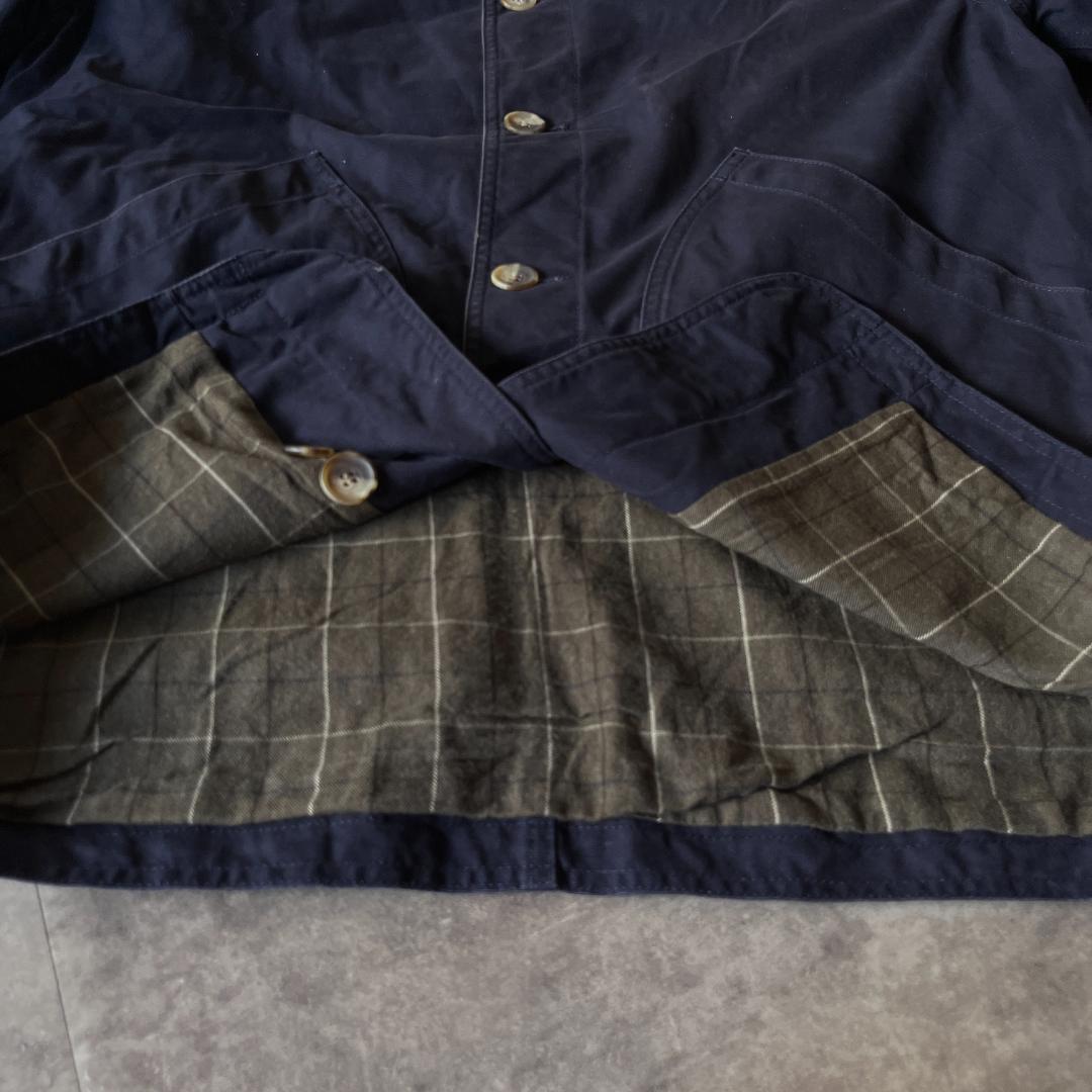 00s Lands' End カバーオール コーデュロイ襟 紺 XL A538