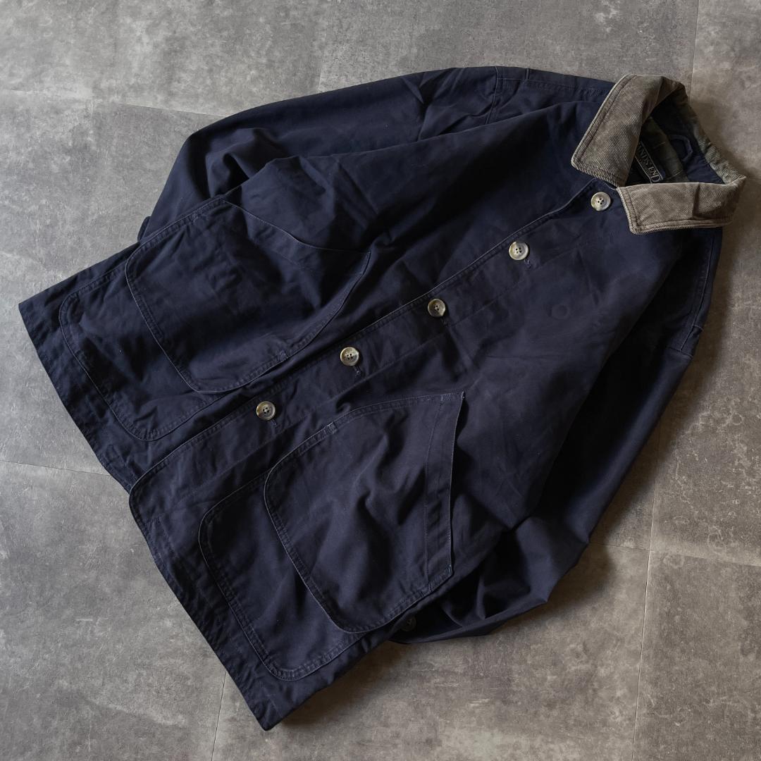 00s Lands' End カバーオール コーデュロイ襟 紺 XL A538