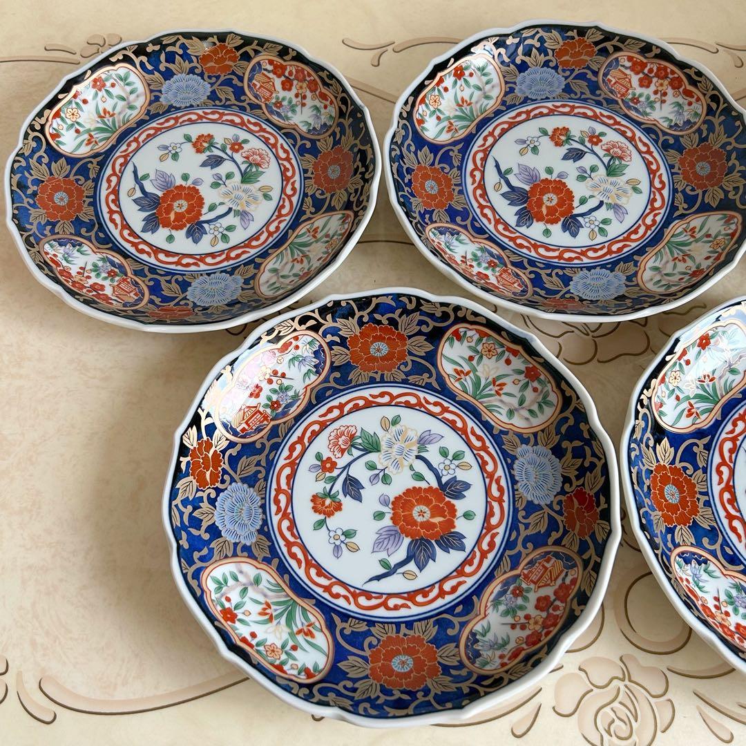 有田焼　醍醐窯　金彩古伊万里　大皿揃　5枚セット　和皿　色絵　正月　中皿　盛皿