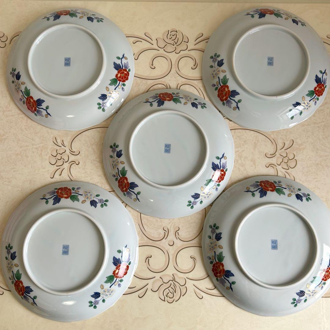 有田焼　醍醐窯　金彩古伊万里　大皿揃　5枚セット　和皿　色絵　正月　中皿　盛皿