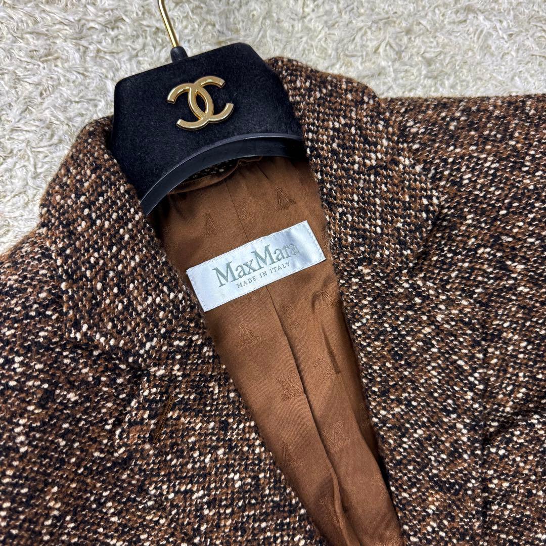 極美品★近年 MAXMARA 最高級ライン ツイード テーラードジャケット 42