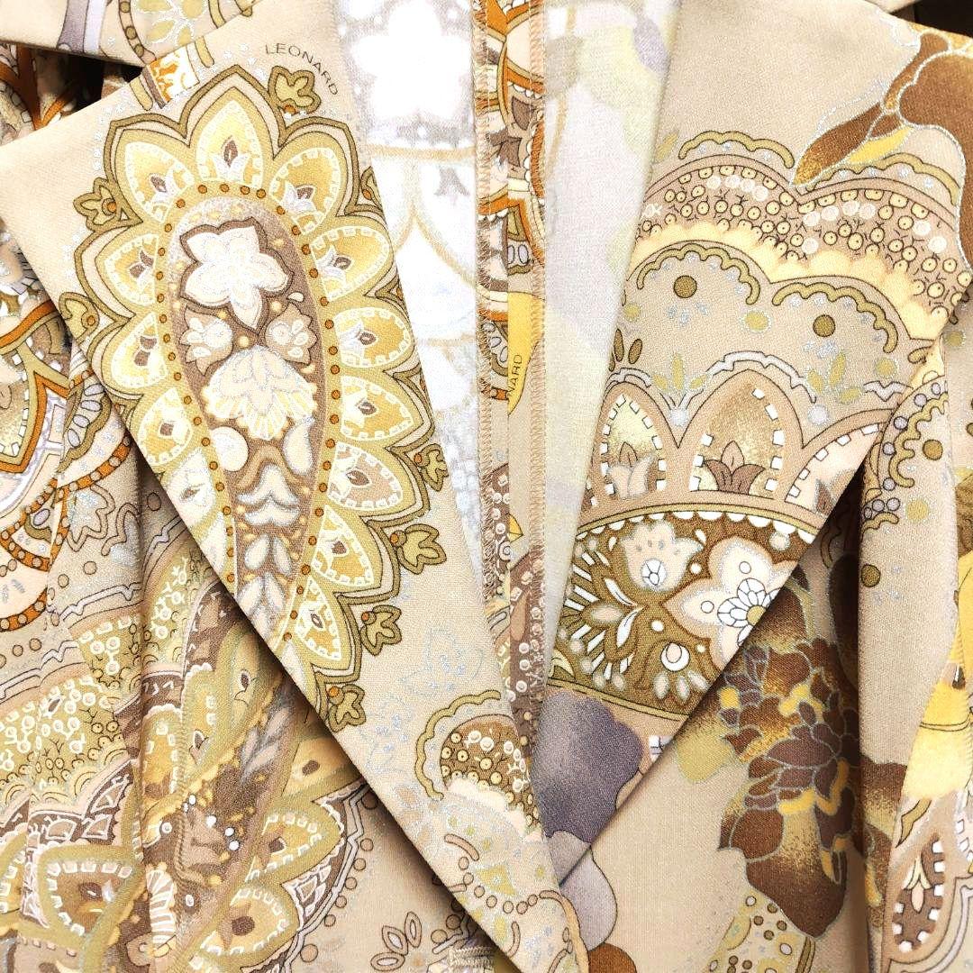 ☆LEONARD☆ レオナール テーラードジャケット ベージュ XL 総柄