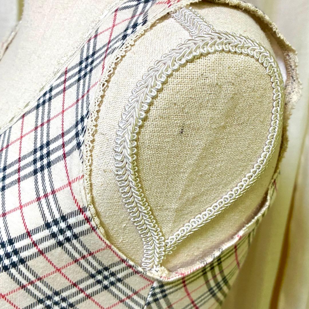 バーバリーブルーレーベル ノバチェックノースリーブ ホースロゴ刺繍 フリルレース