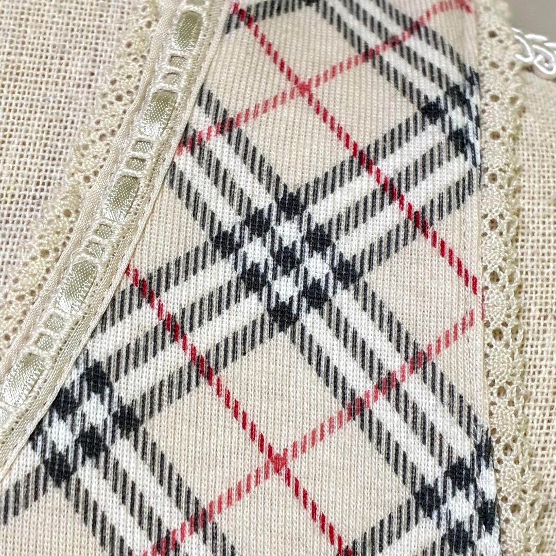 バーバリーブルーレーベル ノバチェックノースリーブ ホースロゴ刺繍 フリルレース