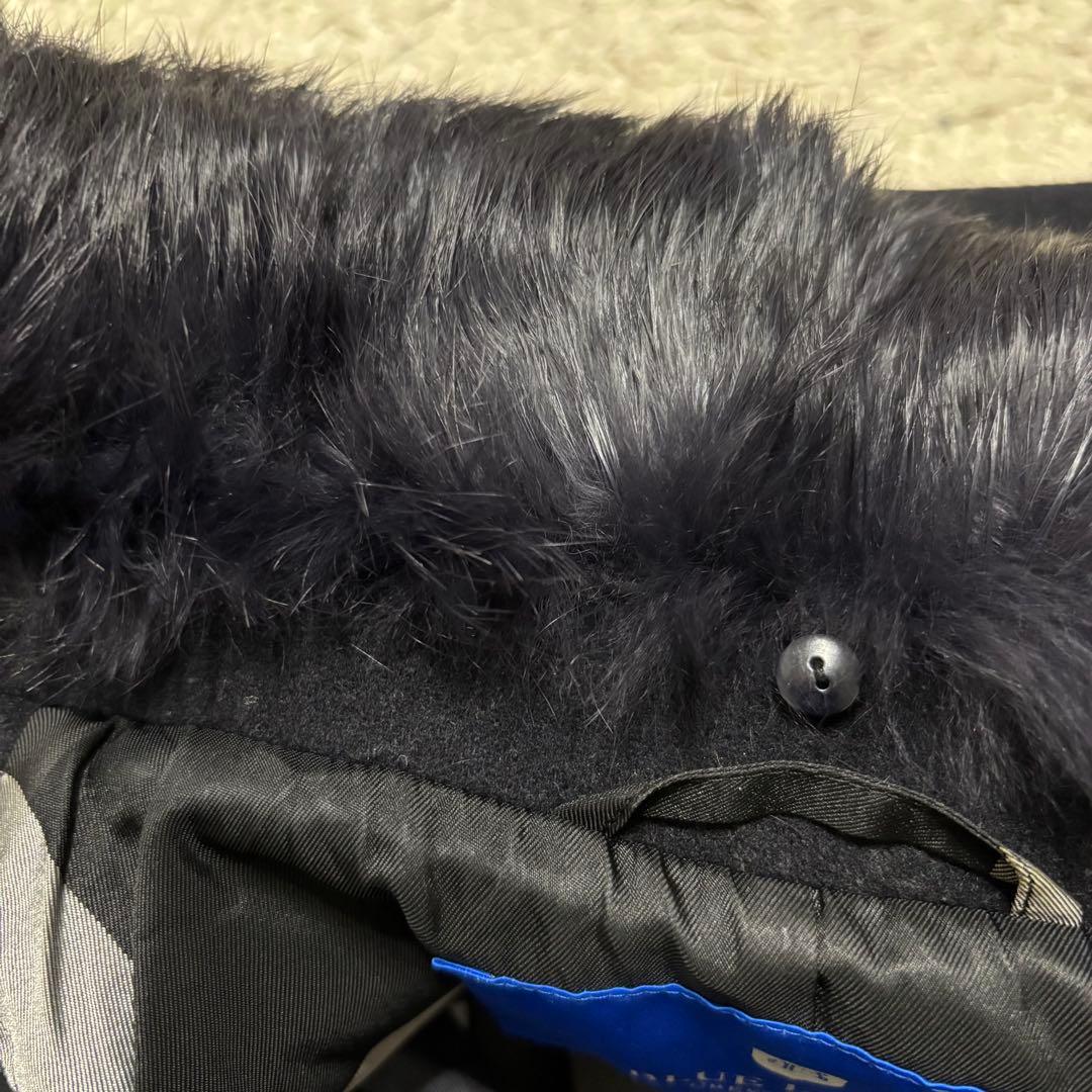 ブルーレーベル　ウール コート　ファー　ロゴボタン　ファインメルトンミドルコート