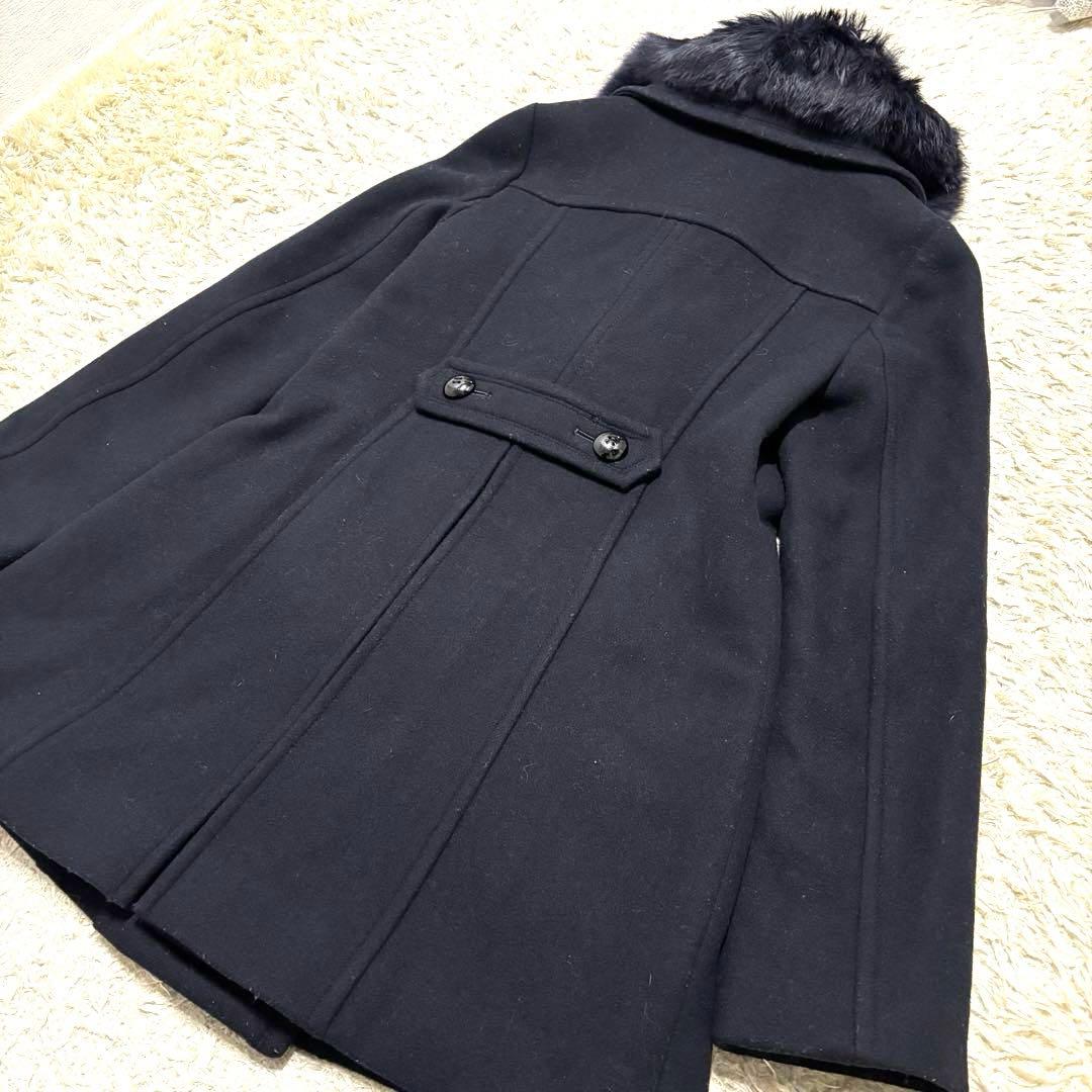 ブルーレーベル　ウール コート　ファー　ロゴボタン　ファインメルトンミドルコート