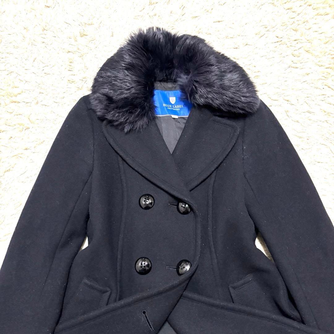 ブルーレーベル　ウール コート　ファー　ロゴボタン　ファインメルトンミドルコート