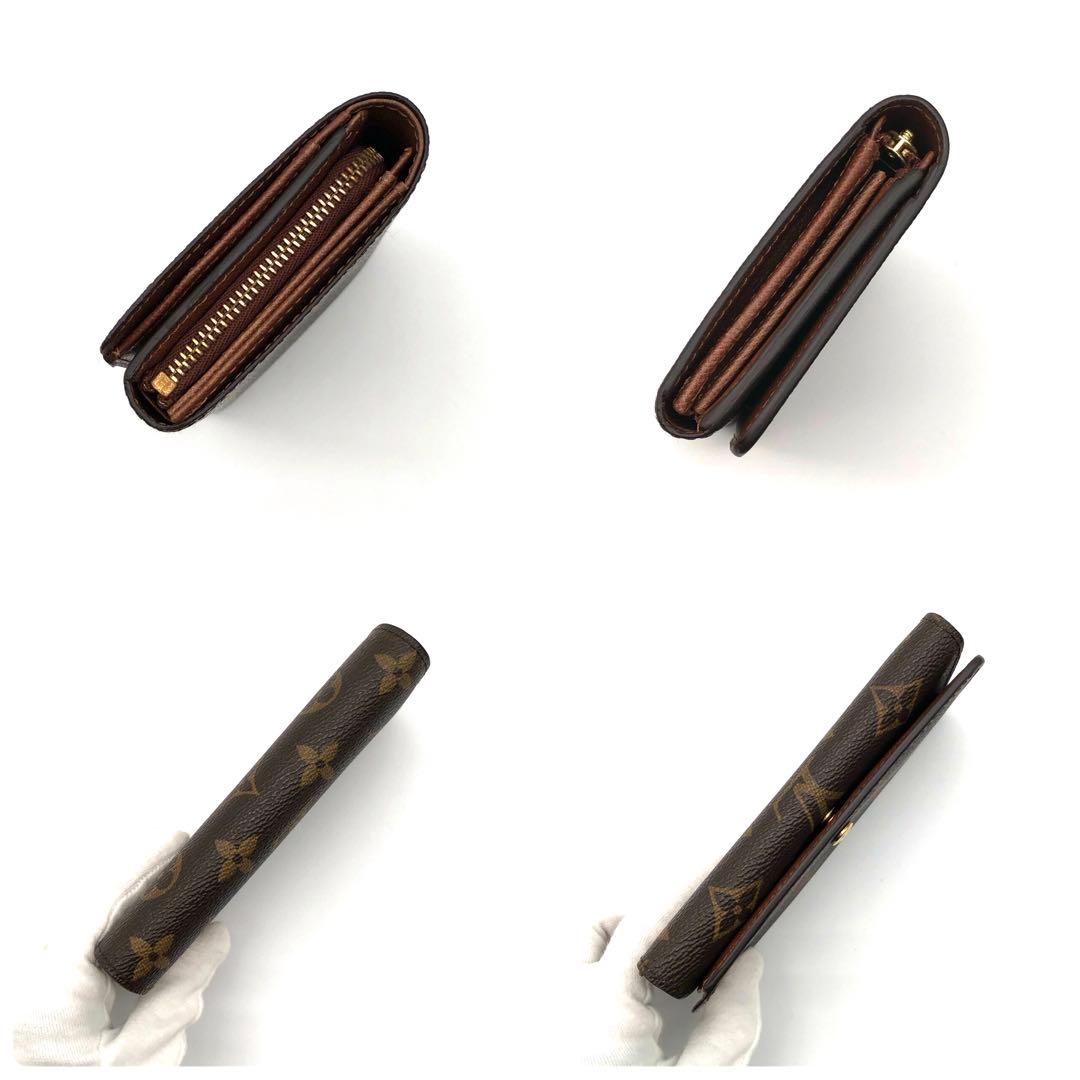 ルイヴィトン トレゾール モノグラム 二つ折り財布 ブラウン レディース