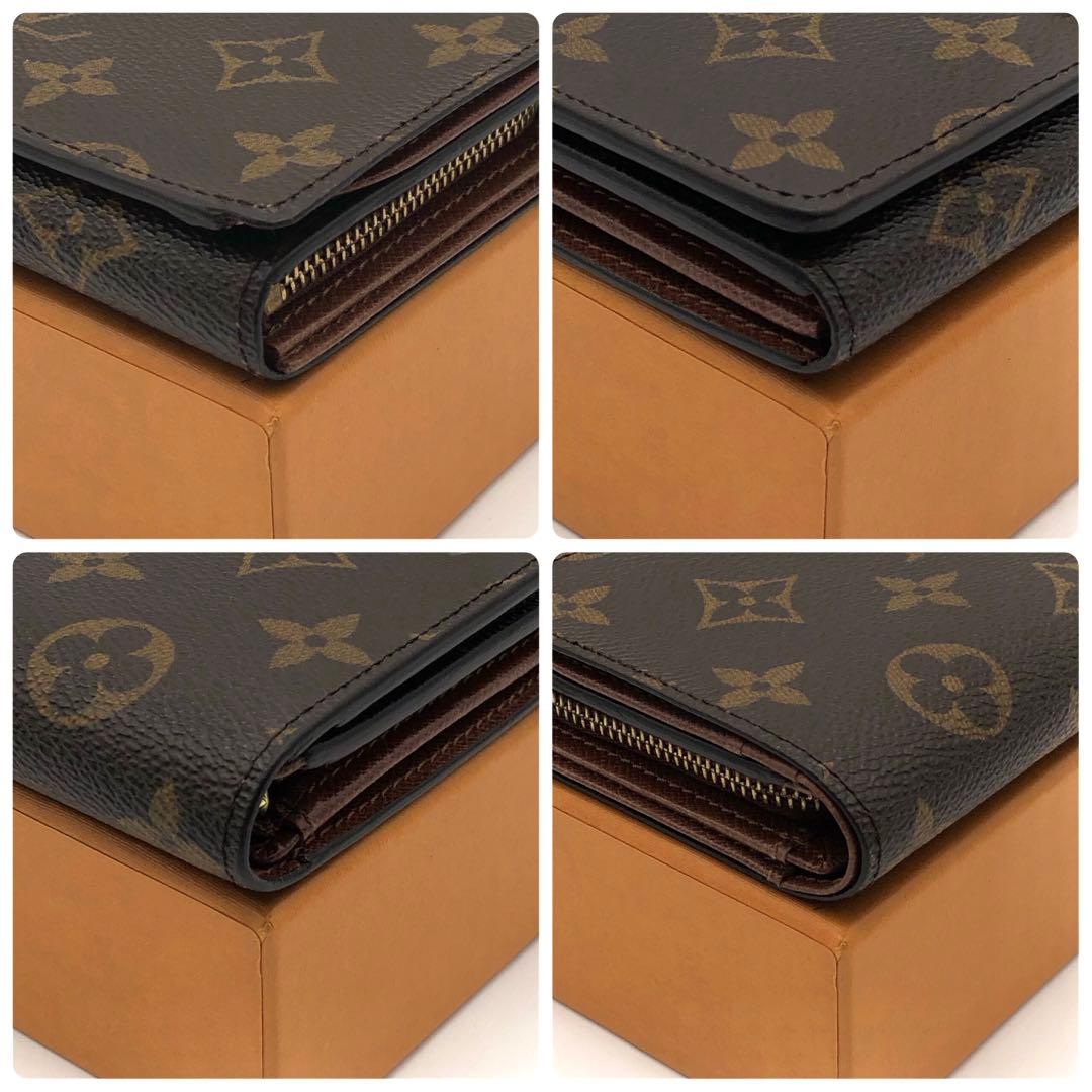 ルイヴィトン トレゾール モノグラム 二つ折り財布 ブラウン レディース