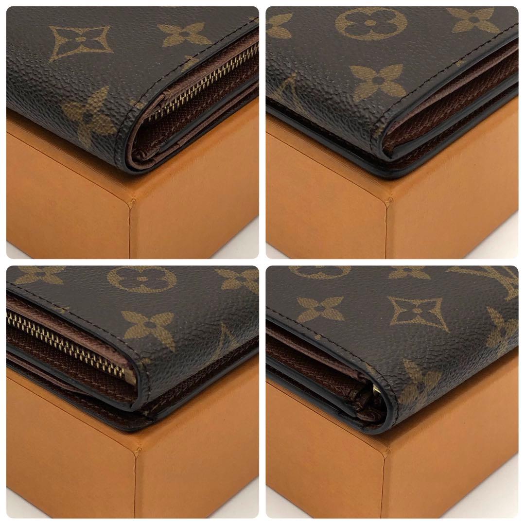 ルイヴィトン トレゾール モノグラム 二つ折り財布 ブラウン レディース