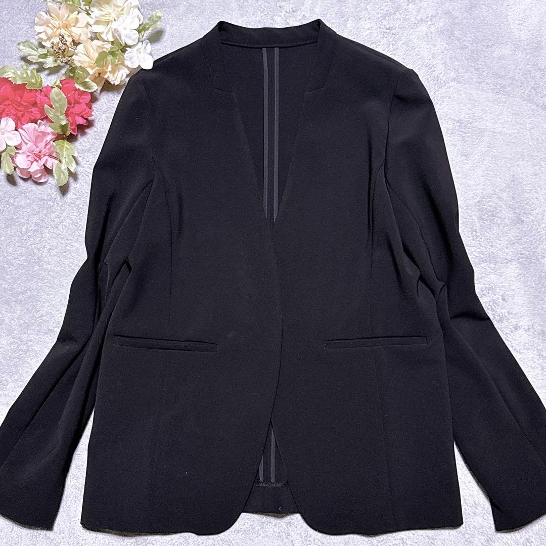 現行【未使用】SOEJU ノーカラージャケット 隠しボタン 40 L 黒