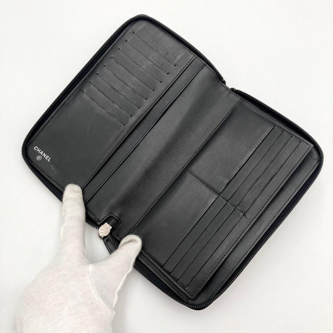 みのり✨ CHANEL アイコンライン 長財布 オーガナイザー 黒 レザー