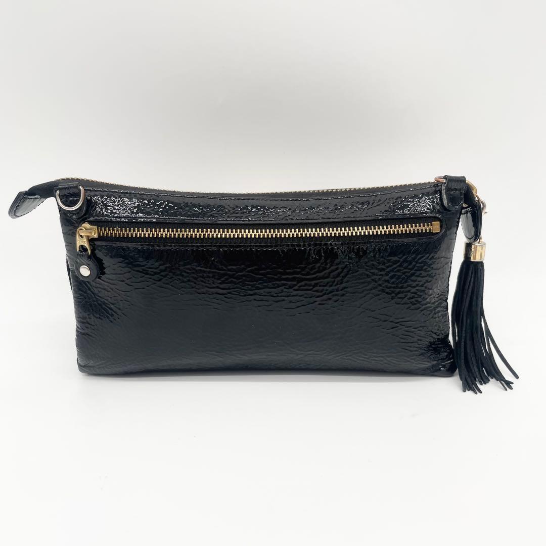 ATAO アタオ　ブーブー　ショルダーバッグ　エナメル　タッセル　ブラック