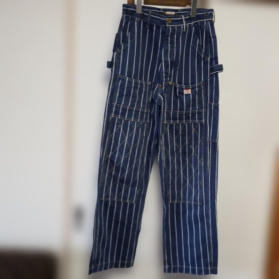 KAPITALキャピタル　ネイビーストライプランバーパンツ