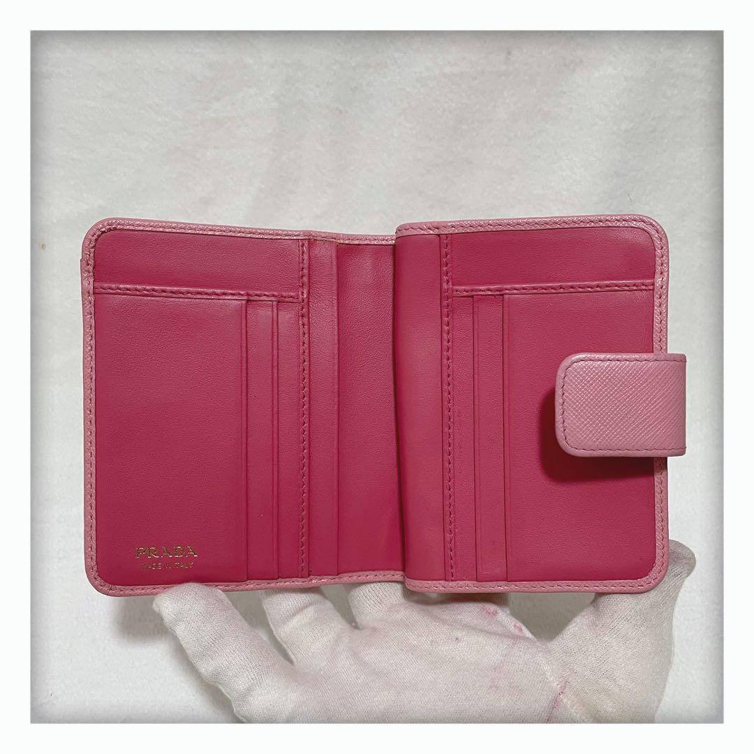 2/5削除‼️ ギャランティーカード有 プラダ サフィアーノ 折り財布 バイカラー