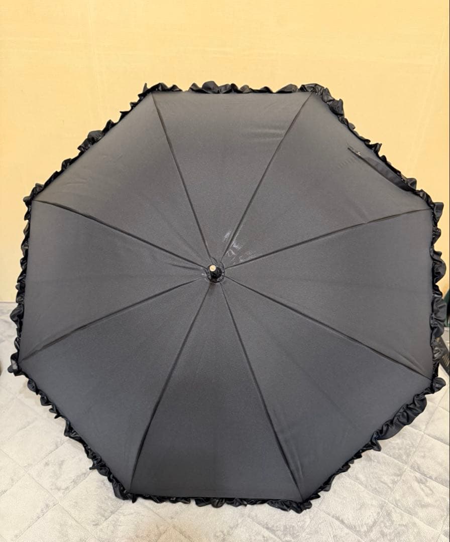 サンバリア100 長傘 フリル ブラック
