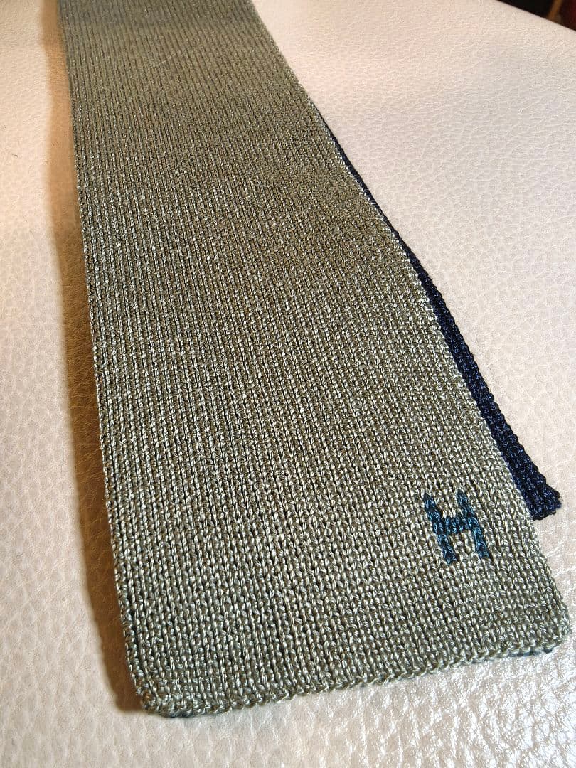 HERMES リバーシブル ネクタイ グリーン/ネイビー