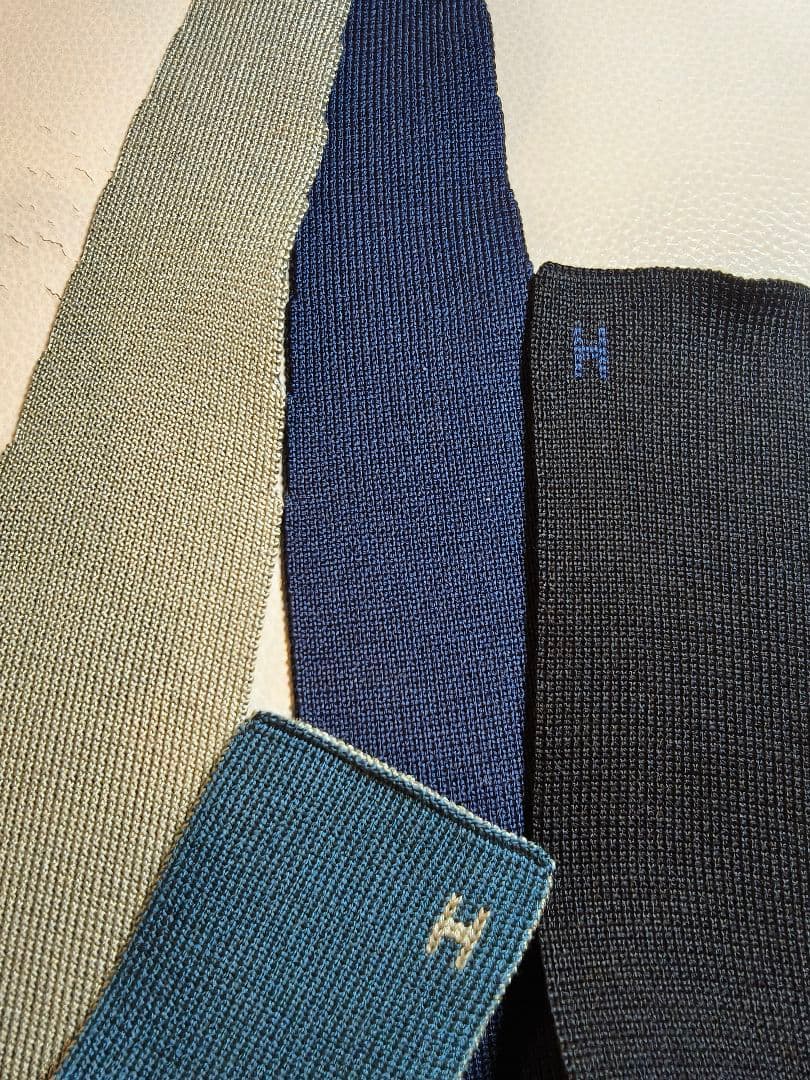 HERMES リバーシブル ネクタイ グリーン/ネイビー