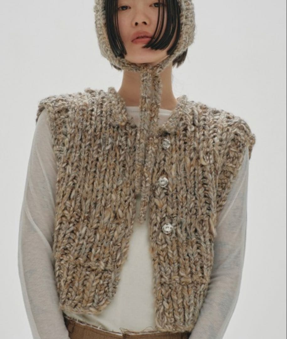 todayful Mix Handknit Vest グレージュ