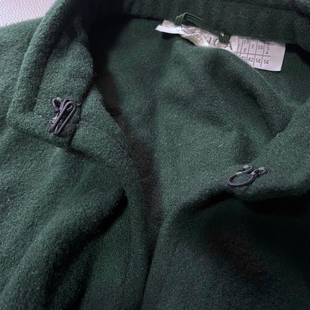 ユーロ古着 イタリア製 グリーン ウール ケープ マント