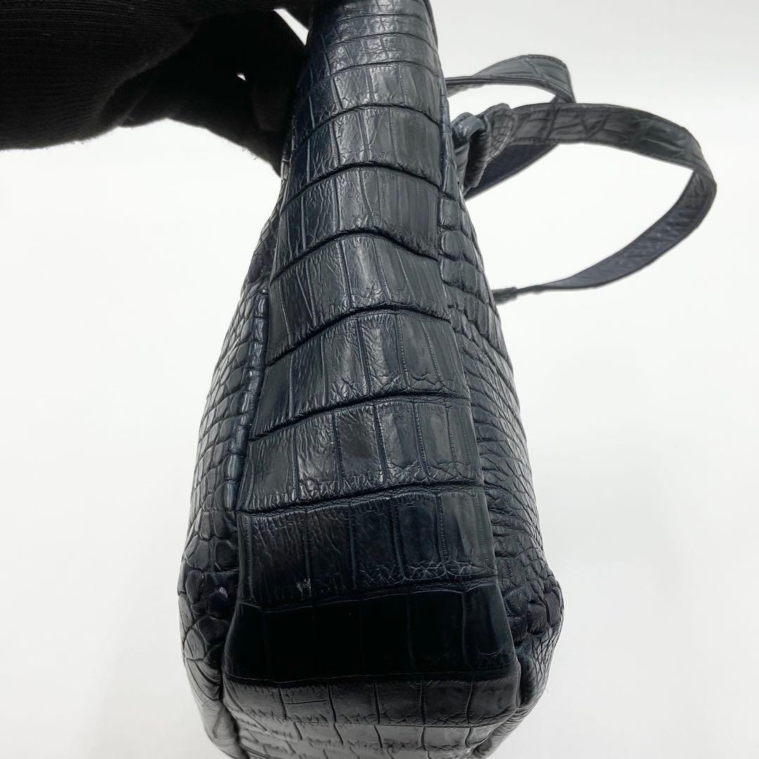 極美品　IBIZA イビサ　2way クロコダイル　マット　レザ　ネイビー