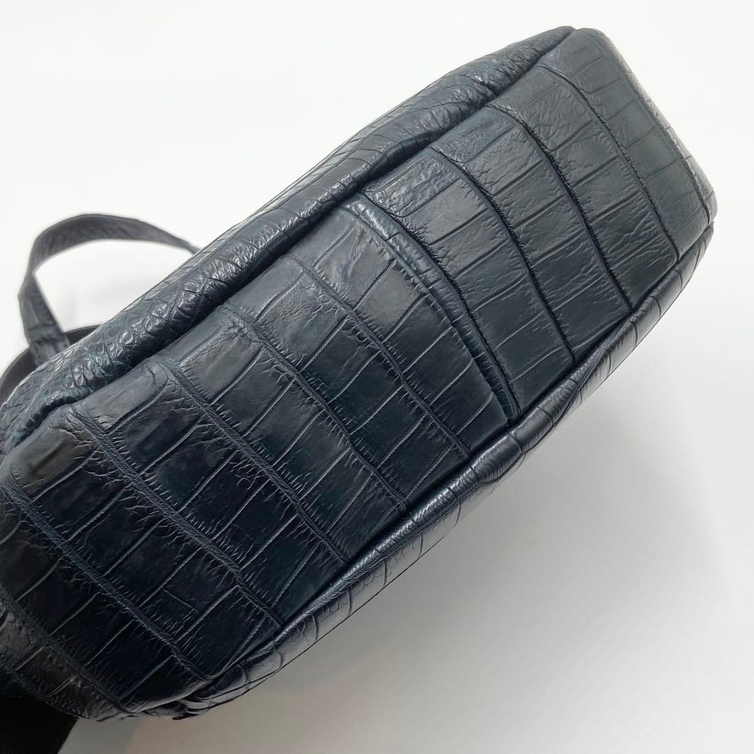 極美品　IBIZA イビサ　2way クロコダイル　マット　レザ　ネイビー