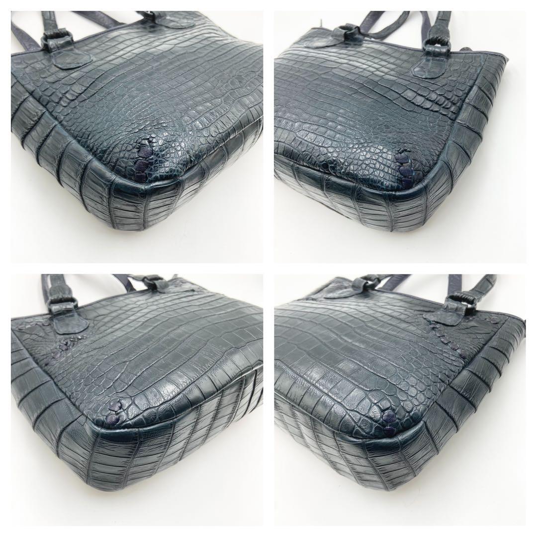極美品　IBIZA イビサ　2way クロコダイル　マット　レザ　ネイビー