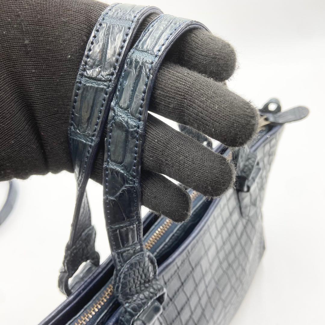 極美品　IBIZA イビサ　2way クロコダイル　マット　レザ　ネイビー