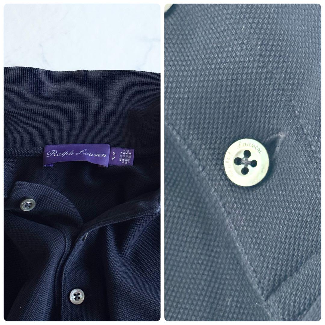 極美品 2023SS ラルフローレン パープルレーベル ポロシャツ ロゴ刺繍 紺