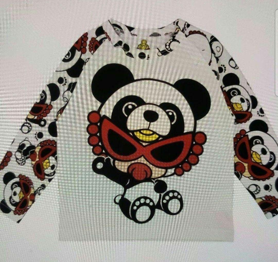 ヒステリックミニ　パンダ　ラグランロングシャツ　80　ホワイト　ヒスミニ