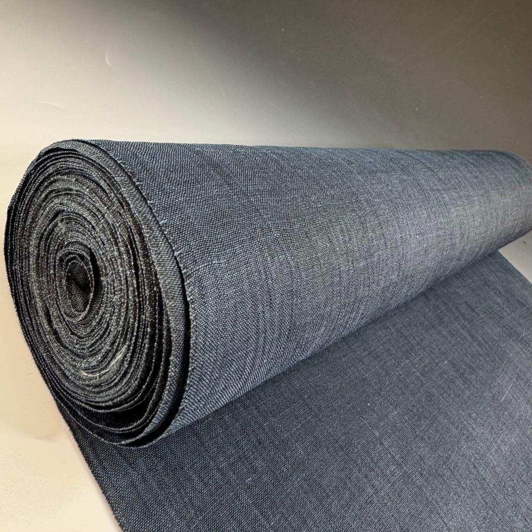 小千谷ちぢみ 反物 濃紺色 麻100% リメイク ハンドメイド