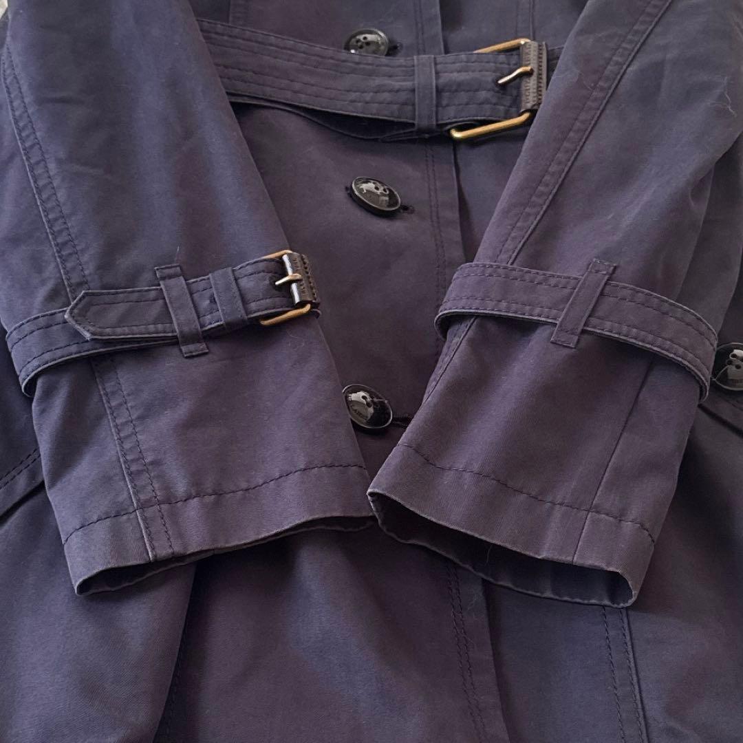 バーバリーブルーレーベル✨トレンチコート ノバチェック ベルト フレア 紺 38