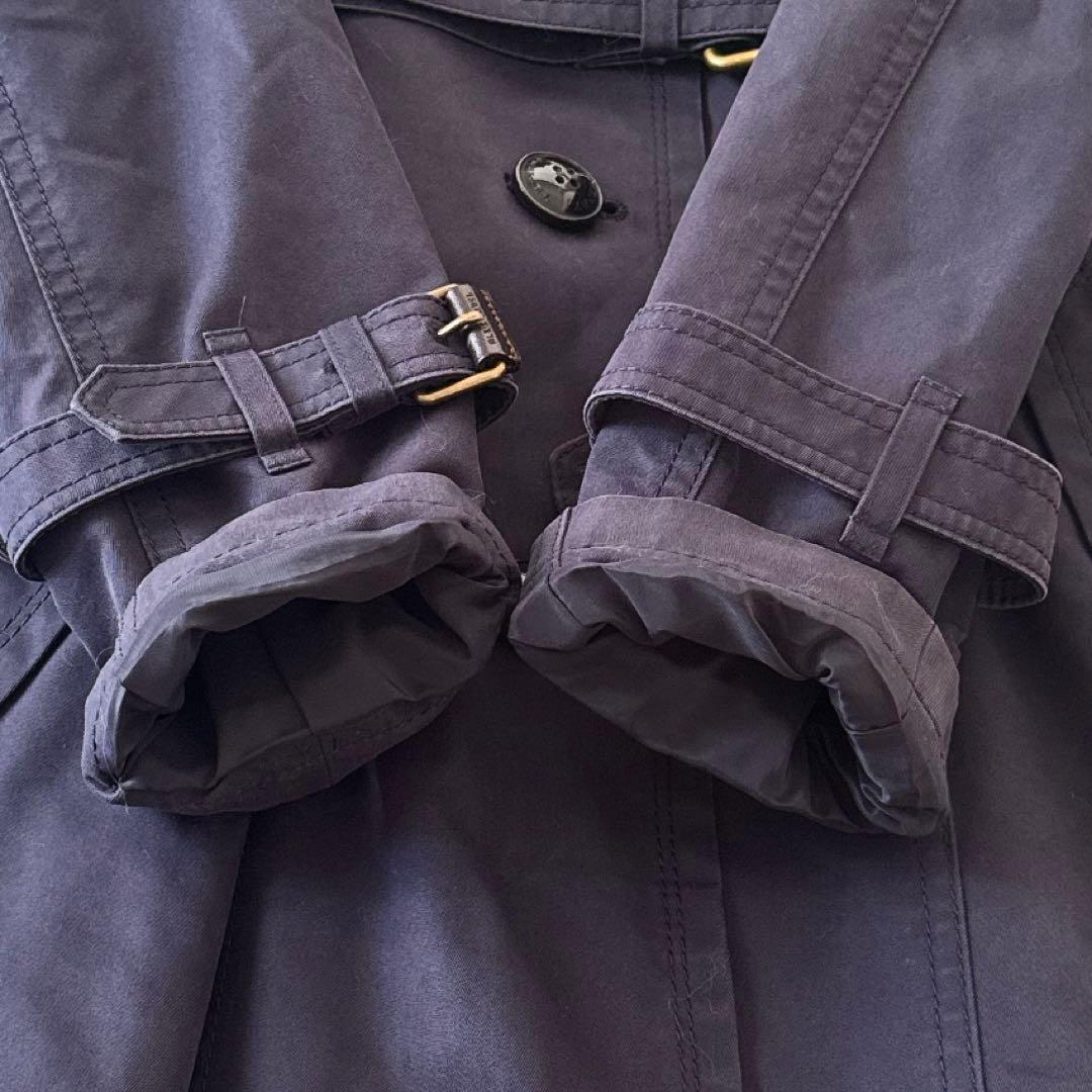 バーバリーブルーレーベル✨トレンチコート ノバチェック ベルト フレア 紺 38